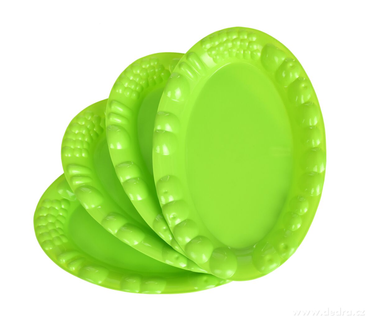 PLASTOVÝ oválny tanier 4 ks väčšie - zelené