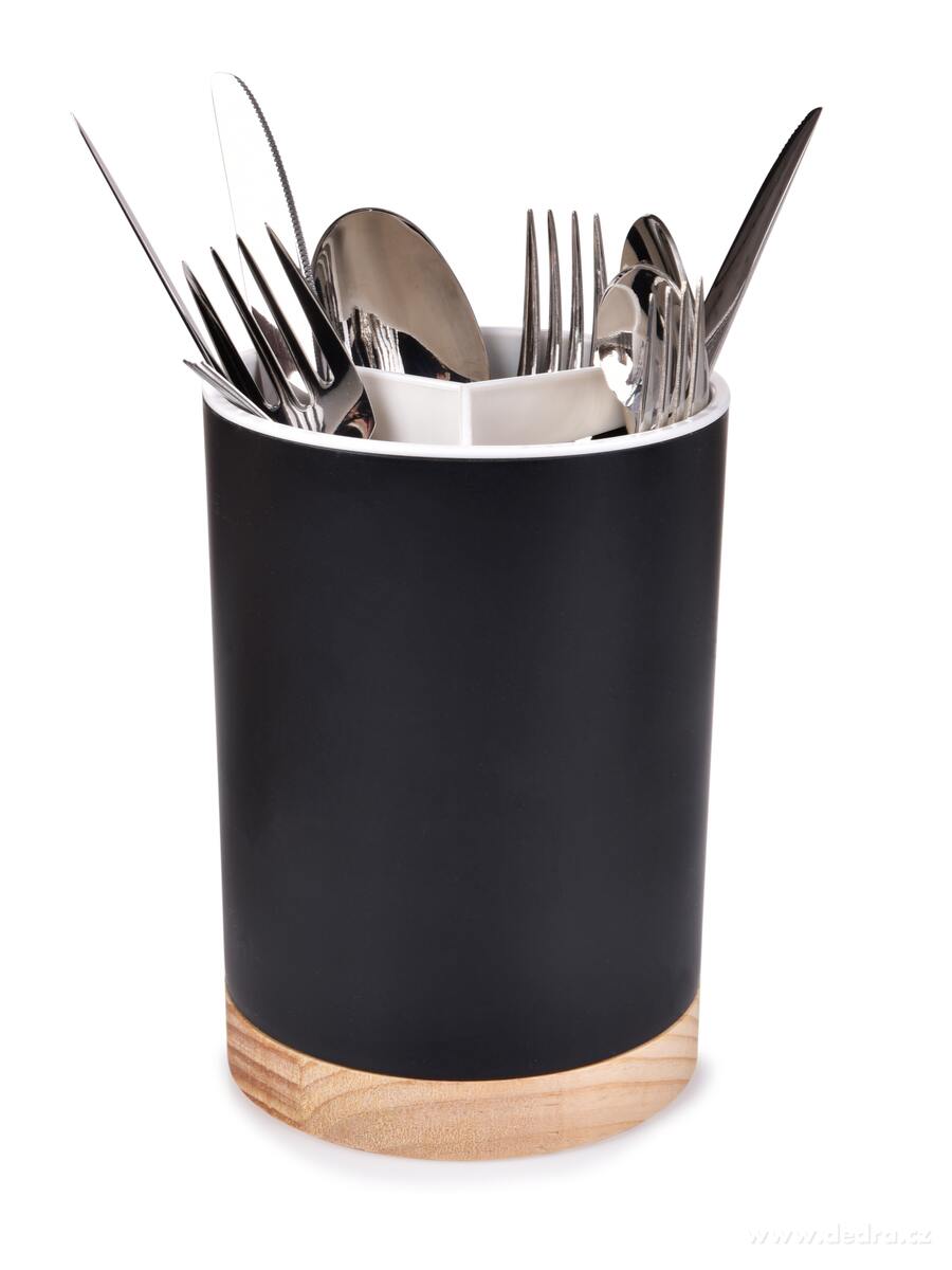 Stojan/odkvapkávač na kuchynské náčinie a príbory, čierny