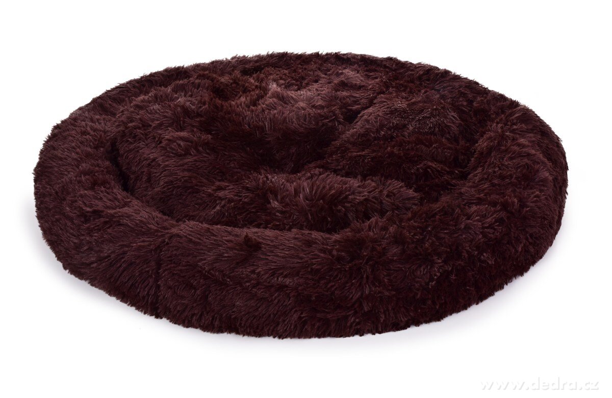 Polstrovaný pelech z jemného LAGOON VELVET materiálu, priemer 120 cm, čokoládový